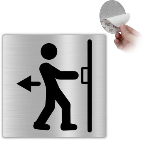 LEIASA | Panneau Autocollant Pousser - 10x10 cm - Épaisseur 0,8 mm - Aluminium - Signal Porte Pousser vers l’Extérieur (enfoncer la porte)