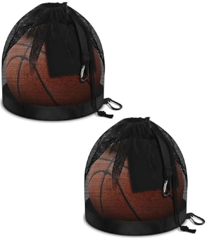 FAYAHAR 2 Pezzi Borsa per Palloni, Borsa con Custodia Interna Cerniera, Rete Porta Palloni con Moschettone e Cordino, Portatile, Pieghevole, per Pallacanestro, Calcio