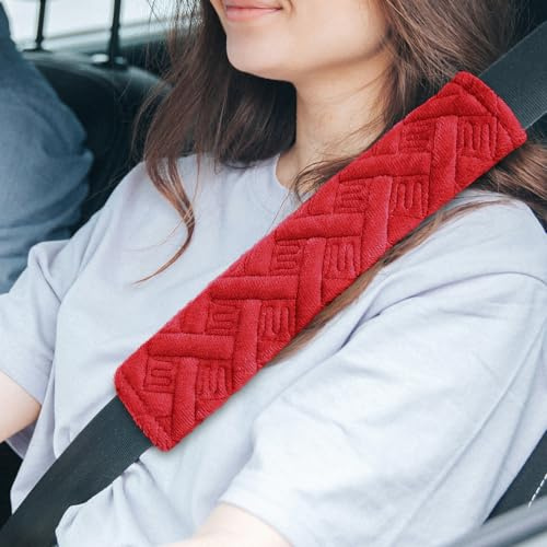 2 Stück Sicherheitsgurt-Pads,Komfort Sicherheitsgurt-Kissenbezug,Sicherheitsgurt-Schultergurt,Autogurt Polster für Erwachsene & Kinder,Universal Gurtpolster Auto Kompatibel mit allen Autos (Rot)