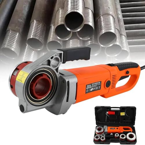 XDLYWUZIQ Filettatrice Elettrica per Tubi, Macchina per Filettatura Tubi da 2300 W con 6 Filiere E Motore in Rame, Kit Portatile per Filettatura Tubi Elettrica con Custodia per Il Trasporto 6Heads