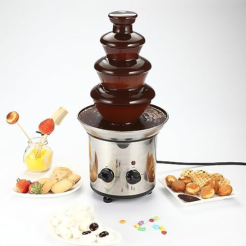 Chokladfonduemaskin, chokladfontän med 4 nivåer, chokladfontäner i rostfritt stål, för restauranger, bröllop, fester