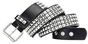 SLEEKEE 1 Cinturón con Tachuelas Y 2 Pulseras Punk, Diseño De Hebilla Ajustable, Cuero PU Duradero, Accesorios De Estilo Rock Retro, Vestidor para Festivales De Música (Negro).