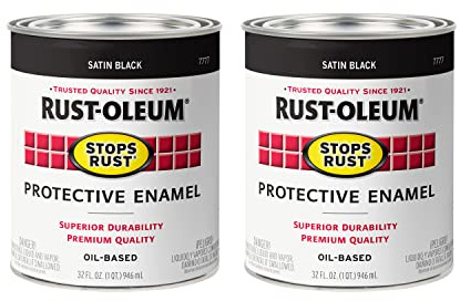 Rust-Oleum 7777502-2PK Stops Rust Brush On Paint, Quart, Satin Black, 2 Pack
