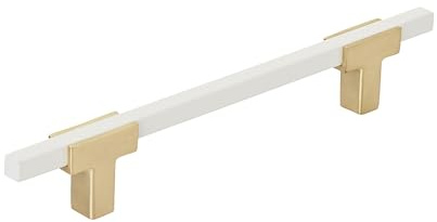 Amerock | Cabinet Pull | Brushed Gold/White | 5-1/16 inch (128 mm) Center to Center | Urbanite | 1 Pack | Drawer Pull | Drawer Handle | Cabinet Hardware