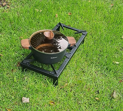 Double Cast Iron LPG Gas Burner Camping Stove - Portable BBQ Grill With Boiling Ring for Outdoor Catering, Butane and Propane Compatible