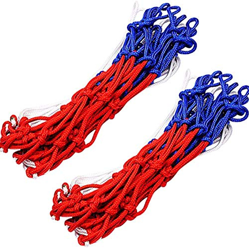 VOANZO - Red de Baloncesto de Alta Resistencia de 2 Piezas, 12 Lazos, Red de Baloncesto, Nailon, Red de Baloncesto, Red de Baloncesto Tricolor, Repuesto para Llantas Interiores o Exteriores