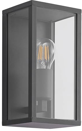 Lindby Outdoor Wall Light Peldar dimmable (Modern) in Black Made of Aluminium (1 Light Source, E27) from wall lamp for Exterior/Interior Walls House Terrace und Balcony