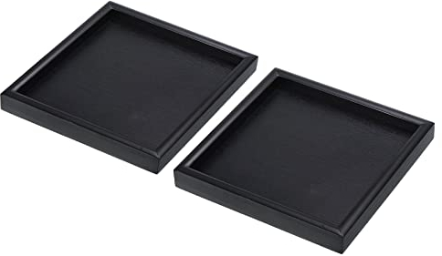 PATIKIL Madera Servir Bandeja 7 Pulgadas, 2 Paquete Cuadrado Decorativo Plato para Hogar Decoración Cocina Mesa Portavelas, Negro