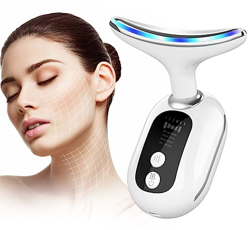 LUPATDY Gesichtsmassagegerät mit 4 Modi, 45℃ Wärme V Face Massagegerät, Jawline Trainer, GesichtsgeräT Nacken Massage für Anti Falten&Aging Akne Entferne Gesichtpflege Tiefenreinigung