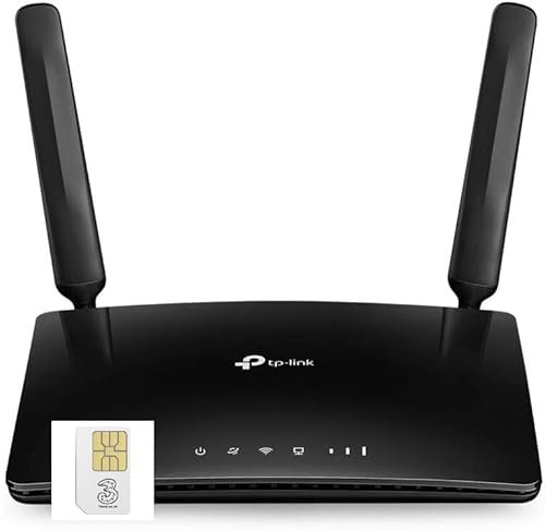 TP-Link MR6400 4G Cat4 LTE Single Band Router with Three Data SIM Card Bundle