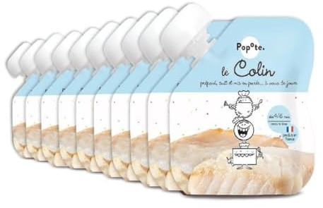 POPOTE - Purée de Colin d’Alaska - Dès 4/6 Mois - Gourde Individuelle 60 g - Recette Lisse, Équilibrée - Première Découverte des Protéines - Format Pratique à Emporter - Pack Familial 10 x 60 g