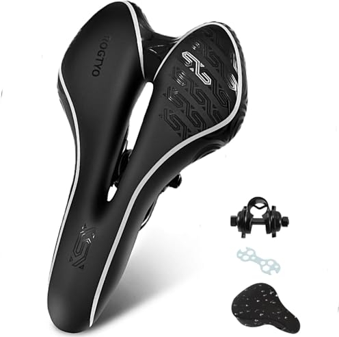 ROGTYO Fahrradsattel Herren Damen, Silica Gel Fahrrad Sattel Ergonomisch Fahrrad Sattel mit wasserdichte Abdeckung für Mountainbike MTB Trekking Rennrad Heimtrainer E-Bike Fahrradsitz