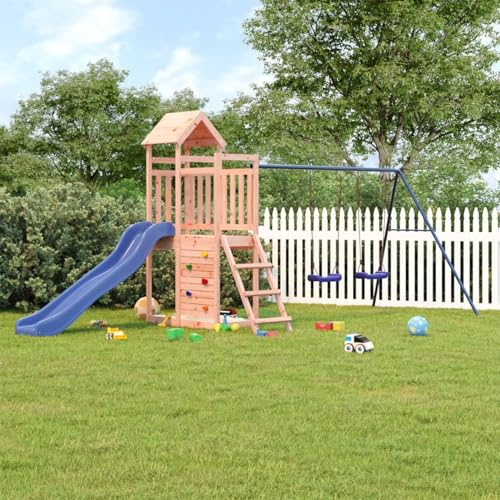 Parque Infantil de Madera con Tobogán,Plataforma de 90 cm,Escalera,Columpios,Juego al Aire Libre,para Niños de 3 a 8 Años