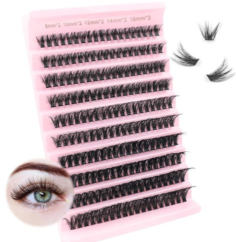 Oreola Ciglia Individuali 60D Cluster Ciglia Naturali 0.07D Curl 8-16mm Ciglia Individuali, Estensioni Ciglia Fai da Te a Casa, Ciglia Finte Morbide Delicate