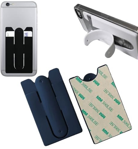 Vilbocr 2Pack Card Holder with Cell Phone Stand,Phone Wallet,Stick On Silicon Card Holder and Money Clip with Built-in Phone Stand (Black)