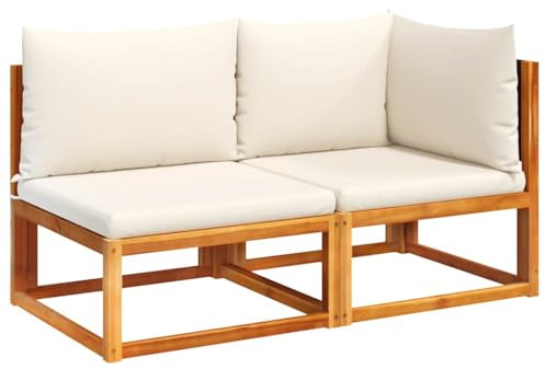 vidaXL Sofá de jardín con Cojines, 2 plazas, Madera de Acacia y ratán