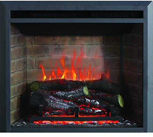 FLAMME Wembury Electric Fireplace Insert with Crackling Sound Effects 1000W/2000W Heater Suitable for Custom Media Wall or Mantel Designs 23”/63cm-33”/89cm