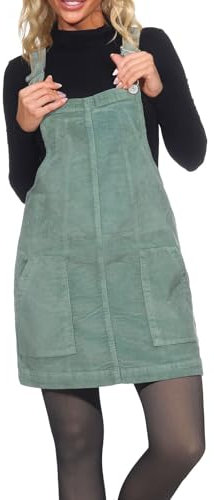 Eight 2 Nine Damen Cord Latz Rock LETN-086 Minirock mit Trägern Mineral Green M