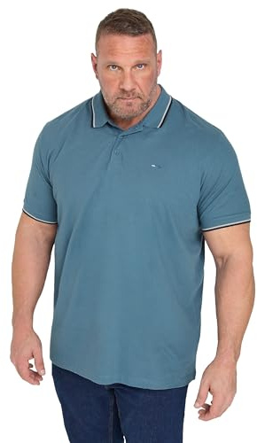 BadRhino Big & Tall Blue Tipped Polo Shirt - Men's - Plus Size Curve