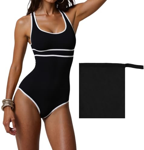 Samlonge Traje de Baño para Mujer, Traje de Baño de Una Deportivo Monokini, Sexy Push Up Monokini de Rayas Swimwear Beachwear para Playa Piscina Vacaciones