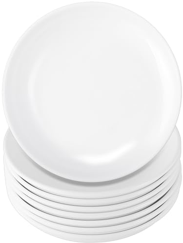 Enjamyo 8 Pieces Ceramic Dessert Plates,6 inch White Appetizer Plates,Round Dessert Salad Plate,Porcelain Dinner Plate,Ceramic Serving Dishes for Appetizers Salad Cake, Microwave & Dishwasher Safe