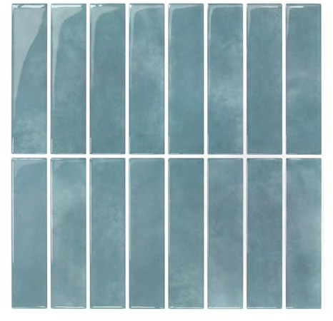 Commomy Piastrelle Adesive Cucina Bagno, Blu Turchese Vinile Paraschizzi Cucina Autoadesive, Piastrelle Decorative per Parete 3D Mattone Adesive (10 Pezzi, 30,5 x 30,5 cm)