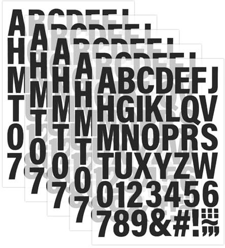 210 PCS 2-Inch Iron On Letters, 5 Sheets Black Heat Transfer Letters, Heat Transfer Numbers and Alphabets for DIY Clothing Personalization, Sport Jerseys T Shirts Team Name