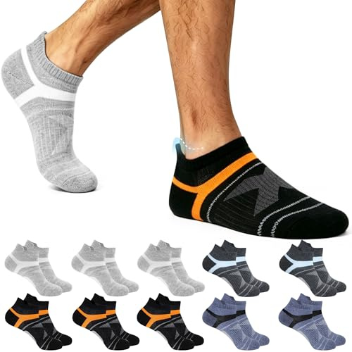 Lakpoau Chaussettes de Sport Homme 39-42, Chaussette Basses Courte Hommes, Lot de 10 Paires Socquettes Basses en Coton en Coton Respirant et Anti-transpiration pour Running, Travail, Randonnées