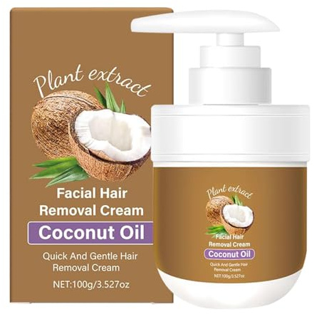 Njidher Crème Dépilatoire Pour Le Visage À L'huile De Noix De Coco, 100g Crème Épilation Moustache Lèvre Végétale, Crèmes Épilatoire Visage, Douce Et Non Irritante, Pour Peaux Sensibles Au Corps