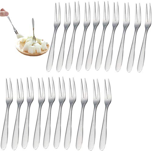 20PCS Bastoncini in Acciaio Inox per Cocktail Liuer Cocktail Picks Forchette da dessert Forchettine da dolce Stuzzicadenti Bastoncini per Bambini Festa Bento Lunch Box di panini Antipasto
