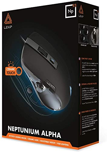 Lexip - Gaming Maus - Np93 Neptunium Alpha - Französische Innovation - 12 Programmierbare Tasten - USB Maus mit integriertem 2-Achsen Joystick - Ultimative Beweglichkeit + Gewichtstuning, schwarz