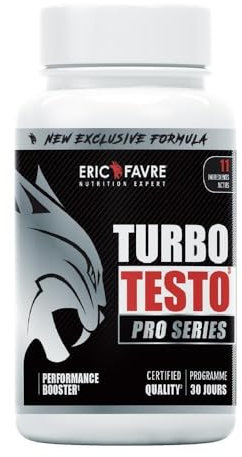 BOOSTER MUSCULATION Turbo Testo Pro Series - Puissance Maximale - Booste les Performances - Puissance, Endurance, Entretien Musculaire, Prise de Masse - Programme 30J - 120 Comprimés - Eric Favre