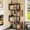 YITAHOME 5-Tier Bookcase, Bookshelves and Shelving units, Modern Freestanding Multifunctional Decorative Storage Shelving for Bedroom Living Room Home Office, S-Shaped bookshelf, 30X80X145CM (Brown)