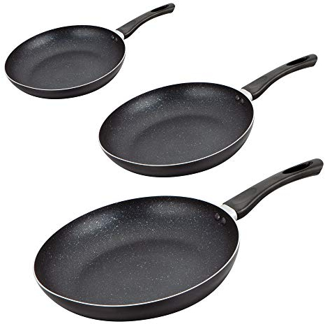 Kamberg - Batterie 3 Poêles 20/24/28 cm - Aluminium Pressé - Revêtement type pierre - Tous Feux dont Induction - Sans PFOA - 0008117