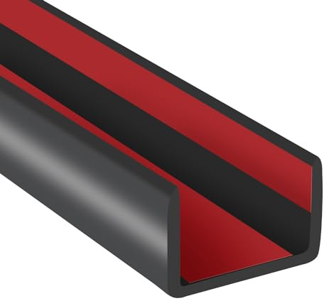 Rubber Edge Trim, 19mm(3/4) Self-Adhesive Flexible U Channel Edge Protection, Fit for 18-20 mm Thick Edge, Deep U Channel Seal for Plywood, Tables, Desks, Cabinets, Black, 6m