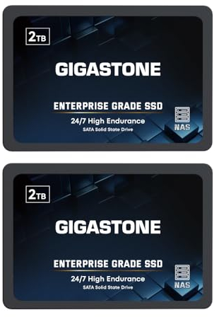 Gigastone NAS SSD 2TB SSD Festplatte (2er-Pack) TLC Hohe Dauerhaltbarkeit SSD für 24/7 Dauerbetrieb NAS-Systeme RAID 2,5 Zoll SATA III Internes Festkörper-Laufwerk SSD Caching