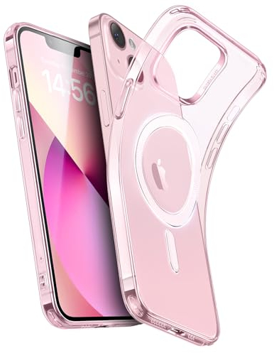 ESR für iPhone 14 Hülle/iPhone 13 Hülle, Kompatibel mit MagSafe, Klares Silikon Handyhülle iPhone 14/13 Case, Stoßfeste Dünne Vergilbungsbeständige Transparente Schutzhülle, Zero Serie, Rosa