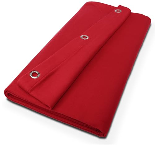 MoltonMarkt B1 Molleton de scène confectionné – Rideau Molleton occultant Opaque avec œillets de 40, idéal pour Film, Photo, théâtre & événements – 3 x 3 m, 300g/m2, Rouge Cerise