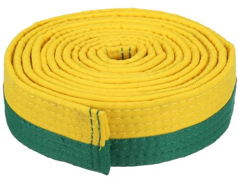 PATIKIL Taekwondo färgat rankningsbälte 4 cm x 9,8 fot 3 m, polyester kampsport judo karate bälte för tränarundervisning, gul och grön