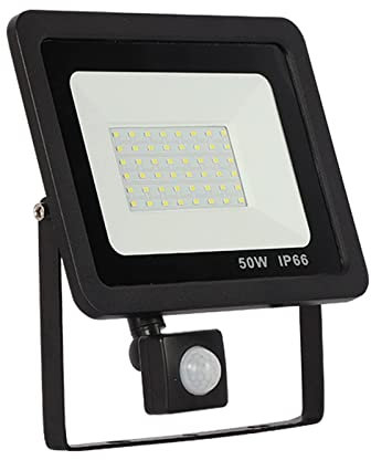 Luces LED de inundación para exteriores, sensor de movimiento, 100 W, luces de seguridad, 7000 lm, 6500 K, luz blanca IP65, impermeable, luz de trabajo LED para patio, garaje, almacén, parque