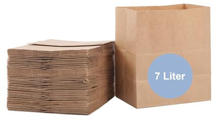 ZURAS® - Lot de 100 sacs poubelle en papier, 7 l, pour poubelle biologique, en papier, résistants à l'humidité et à la déchirure