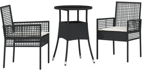 vidaXL 3-delat Trädgårdsmöbelset Beige Polyrotting