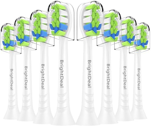 BrightDeal Ersatzbürsten für Philips Sonicare, Elektrische Zahnbürsten Bürstenköpfe Kompatibel mit Sonicare HealthyWhite, EasyClean und Andere Snap-On-Griffen (8 Stück, Weiß)