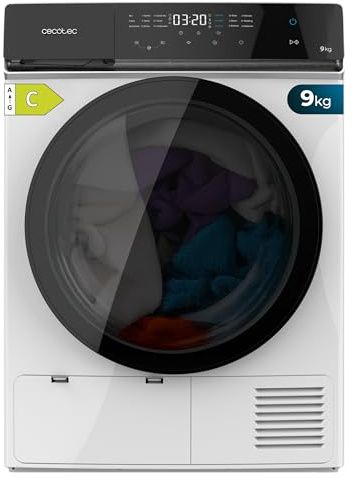 Cecotec Bolero DressCode Dry 9400 Inverter mit Wärmepumpentrockner, 9 kg, entspricht A+++, 15 Programme, automatische Trocknungsfunktionen, einfaches Bügeln, Stop&Go, Delay Start und KidLock, Weiß