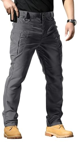 Pantalones tácticos para hombre, resistentes al agua, para senderismo, cargo, con múltiples bolsillos, elásticos, de secado rápido, pantalones de trabajo Ripstop, pantalones de trabajo de combate