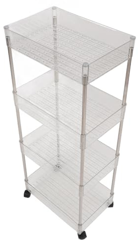 OVAQUIXI Carrito para Cambiar Pañales con Ruedas, Estante de Almacenamiento Rectangular Transparente, Artículos Esenciales para Recién Nacidos de 4 Capas para Madres, Hierro de Plástico PET