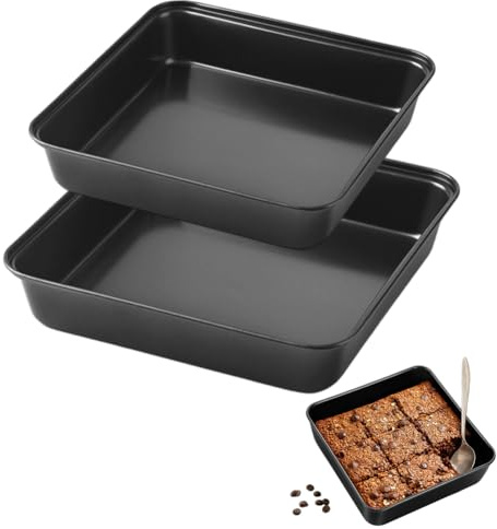 FARYODI 2 moldes cuadrados para hornear 22 cm + 25 cm, 2 unidades, para brownie, moldes cuadrados para tartas, brownies y lasaña