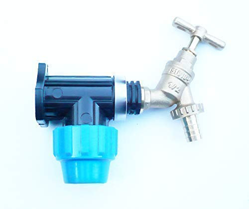 MDPE Compression Wall Plate Elbow (25mm) with 1/2 Brass Bib Tap & Hose Tail
