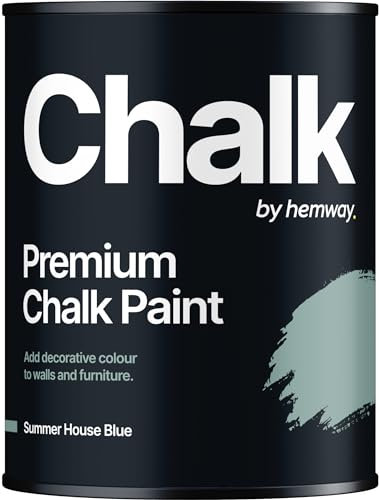Chalk Paint Summer House Blue Furniture Paint 1L, Matt Finish Shabby Chic, Chalk Furniture & Walls, Quick Dry & 1 Coat, Hemway