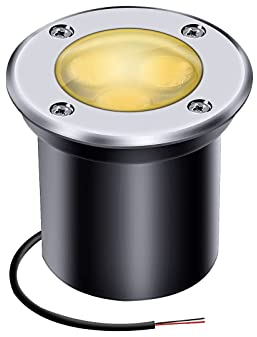 AHOTSUK Luces LED de 3 W en el suelo, luces de pozo de jardín al aire libre, 12 V, 24 V, IP67, impermeable, bajo voltaje, iluminación de paisaje para entrada, cubierta, escalones, camino, 3000 K